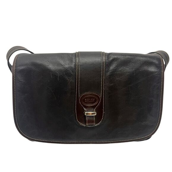 BALLY Shoulder Bag or Crossbody Purse Vintage in Dark Brown Leather Authentic - Picture 10 of 10